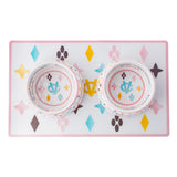 Haute Diggity Dog White Chewy Vuiton Bundle (Set of 2 Bowls & Mat)
