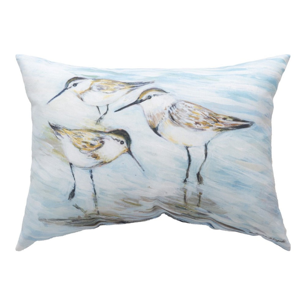 Coastal Shores Sandpipers Climaweave Throw Pillow 18" x 13" By Susan Winget