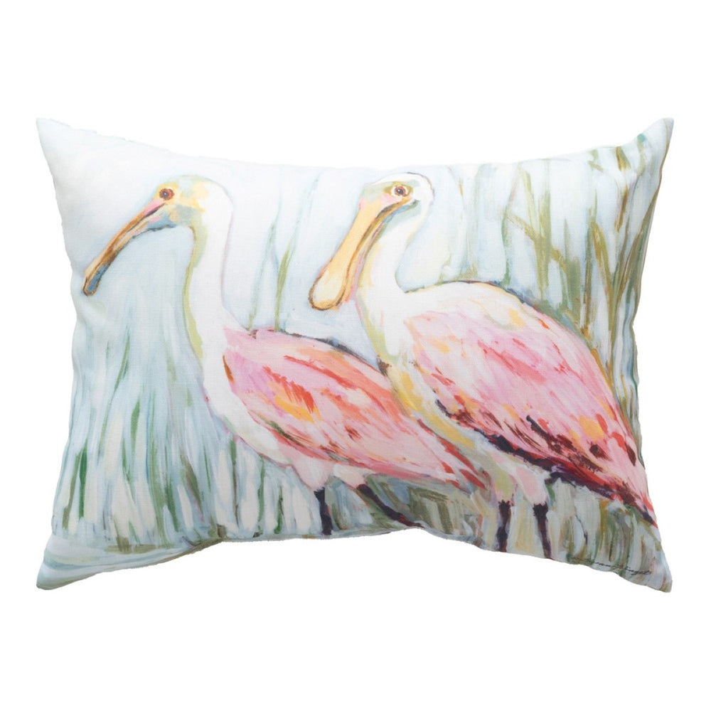 Coastal Shores Spoonbills Climaweave Throw Pillow 18" x 13" By Susan Winget