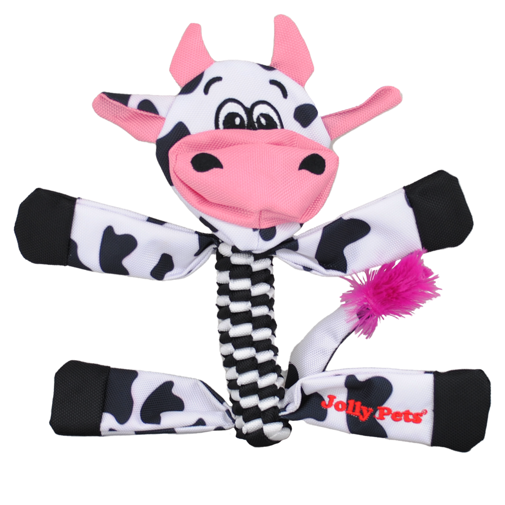 Flatheads Squeaky Plush Dog Toy - Cow / Small