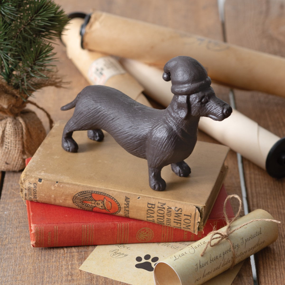 Cast Iron Dachshund Christmas Figurine By CTW Home Collection