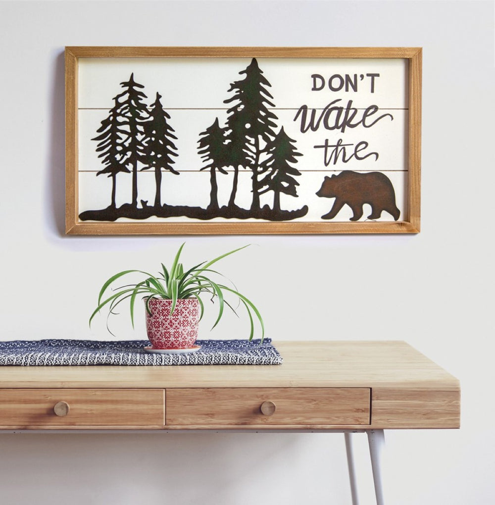 Don't Wake The Bear Wall Sign 23" x 12" By Manual Woodworkers & Weavers