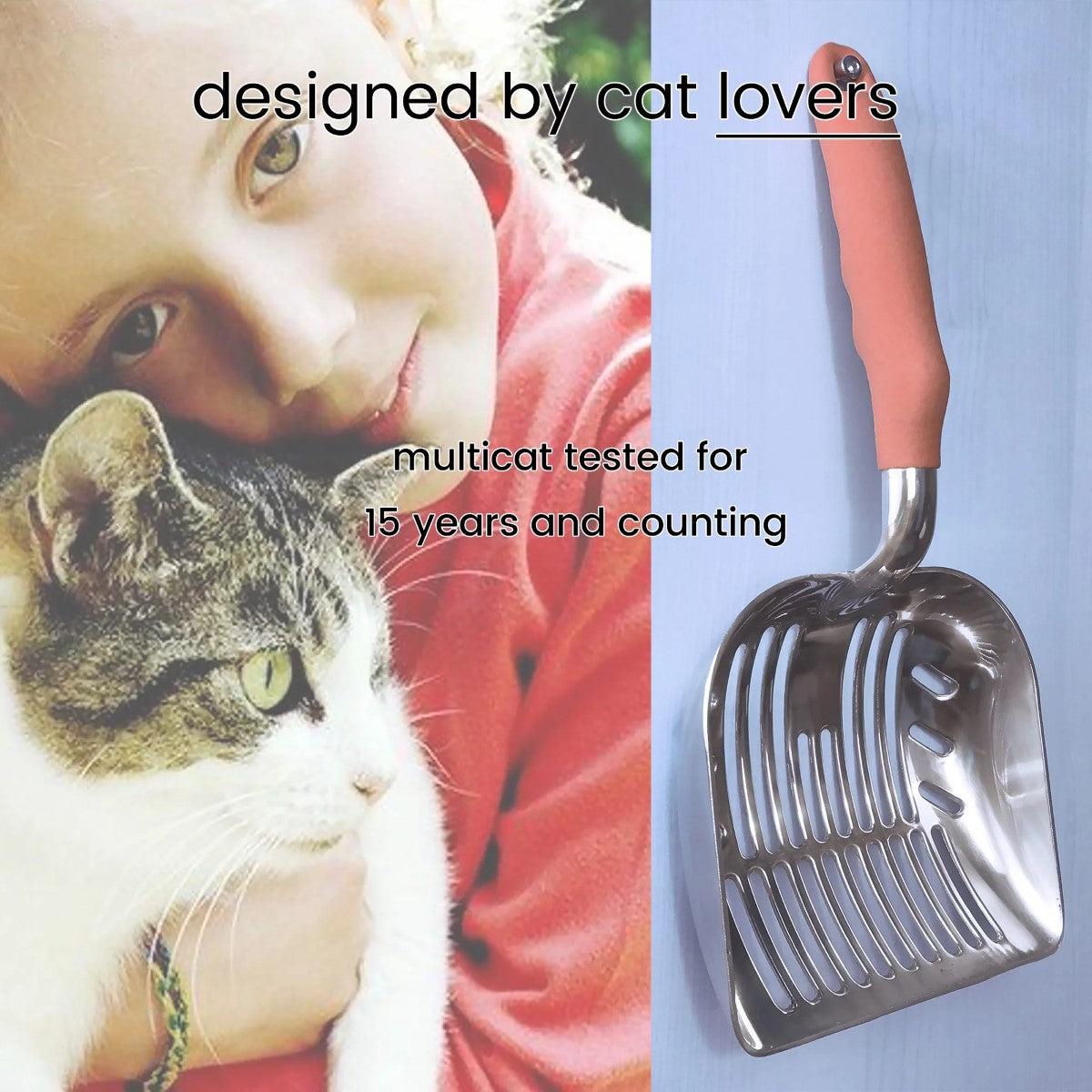 DuraScoop® Premium Multicat Cat Litter Scoop, Solid Metal (Multiple Colors Available)