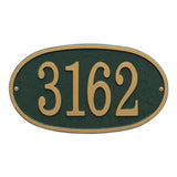 Whitehall Fast & Easy Oval House Numbers 1-Line Personalized Address Plaque - Green/Gold