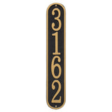 Whitehall Fast & Easy Vertical House Numbers 1-Line Personalized Address Plaque - Black/Gold