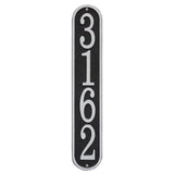 Whitehall Fast & Easy Vertical House Numbers 1-Line Personalized Address Plaque - Black/Silver
