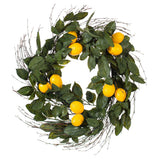 Vickerman Artificial Green and Yellow Salal Leaf Lemon Wreath, 24"