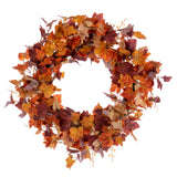 Vickerman Artificial Orange Fall Maple Leaf Wreath, 22"