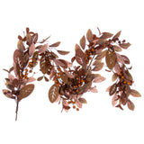 Vickerman Artificial Light Brown Fall Berry and Wood Leaf Garland, 5'