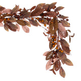 Vickerman Artificial Light Brown Fall Berry and Wood Leaf Garland