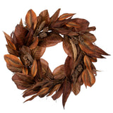 Vickerman Brown Artificial Magnolia Leaf Wreath, 24"