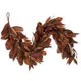 Vickerman Brown Artificial Magnolia Leaf Garland, 72"
