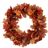 Vickerman Orange Autumn Artificial Oak Leaf Wreath, 26"