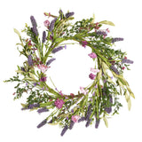 Vickerman 24" Artificial Purple Lilac Wild Flower Wreath, 24"