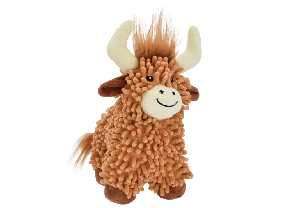 Multipet Floppy Highland Cow Plush Dog Toy - 10"