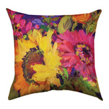 Floral Workshop Sunflowers Throw Pillow 18" x 18" By Susan Winget