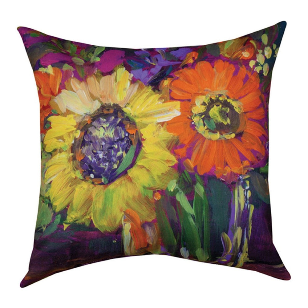 Floral Workshop Sunflowers Throw Pillow 18" x 18" By Susan Winget