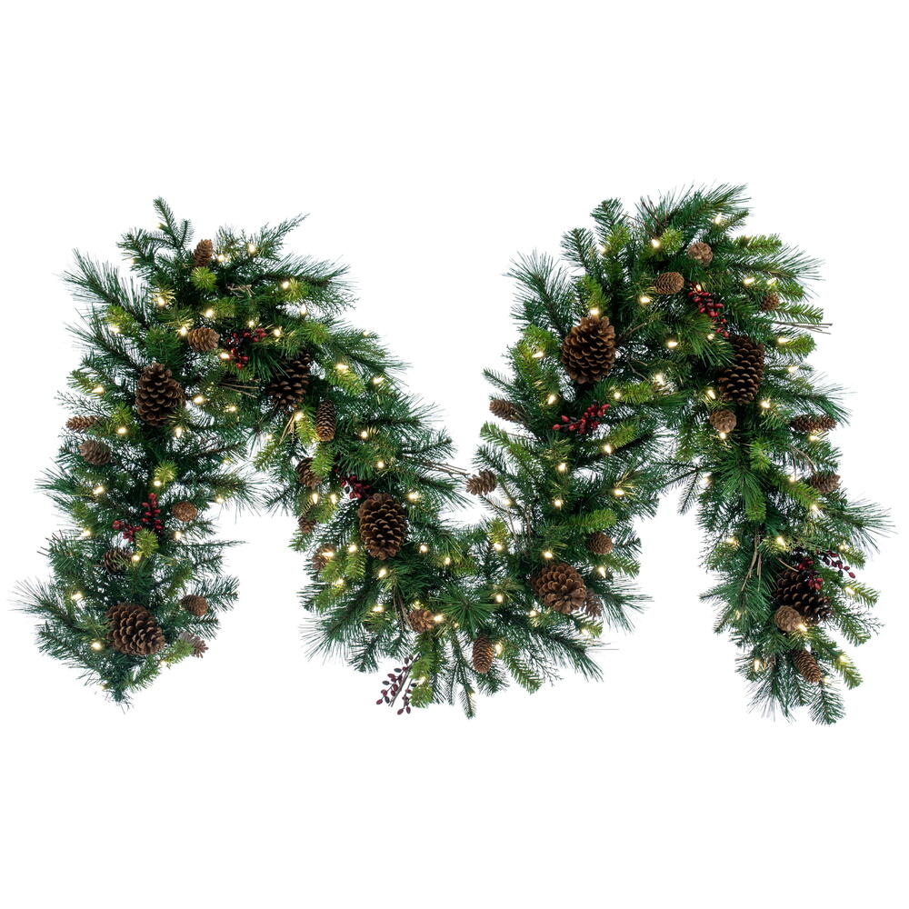 Vickerman Cibola Mix Berry Artificial Christmas Garland, Warm White Mini Light