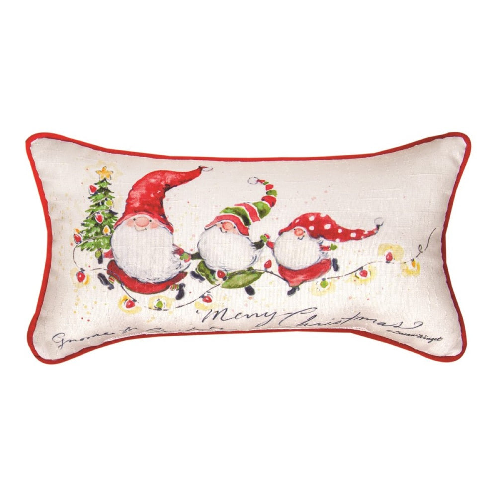 Gnome For Christmas Throw Pillow 17" x 9" By Susan Winget