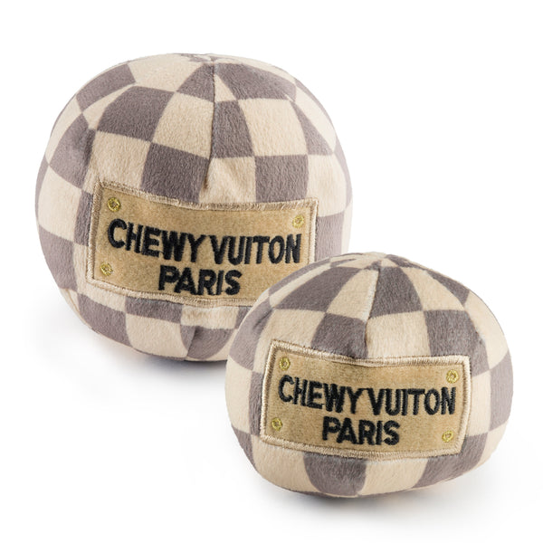 Haute Diggity Dog Haute Diggity Dog Tan Checker Chewy Vuiton Ball Plush Dog Toy