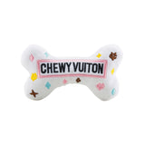 Haute Diggity Dog White Chewy Vuiton Bone Plush Dog Toy