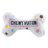 Haute Diggity Dog White Chewy Vuiton Bone Plush Dog Toy