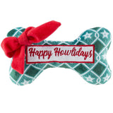 Haute Diggity Dog Green Stars Bone - Happy Howlidays Plush Dog Toy