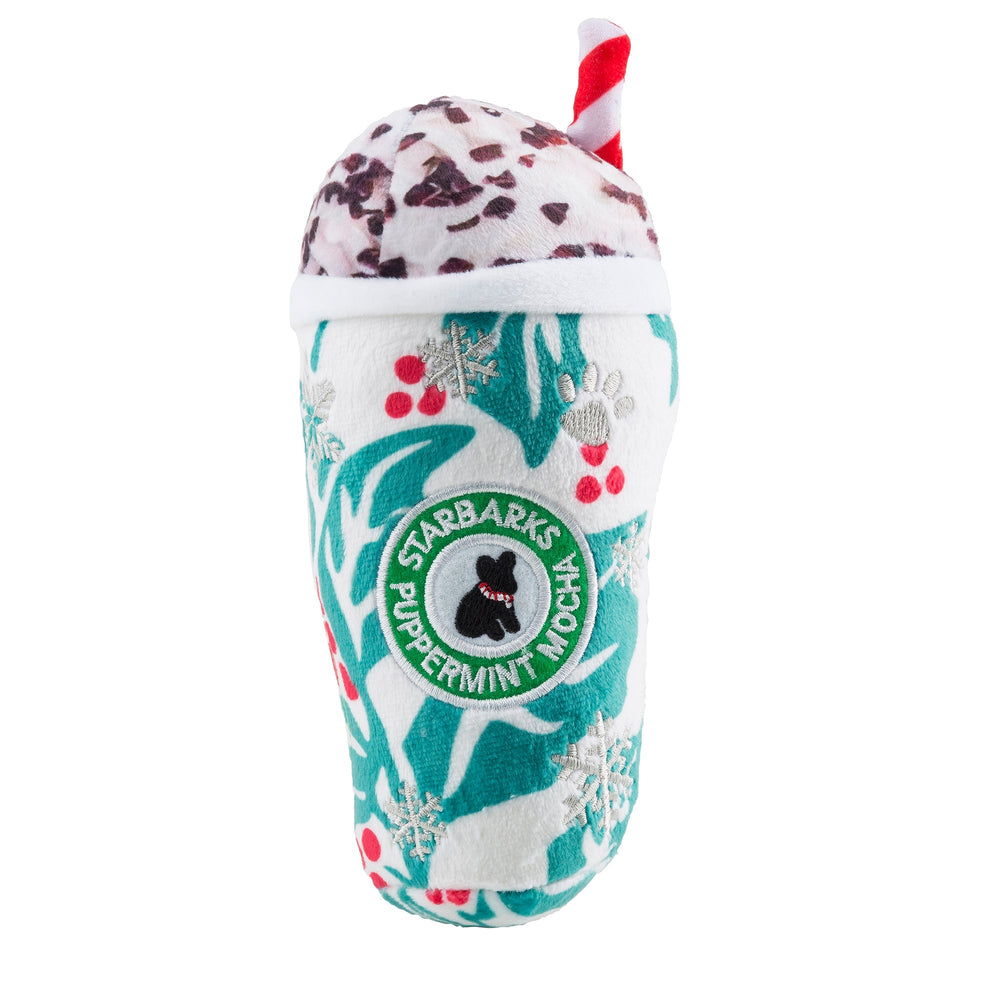 Haute Diggity Dog Starbarks Puppermint Mocha - Holly Print Cup Plush Dog Toy