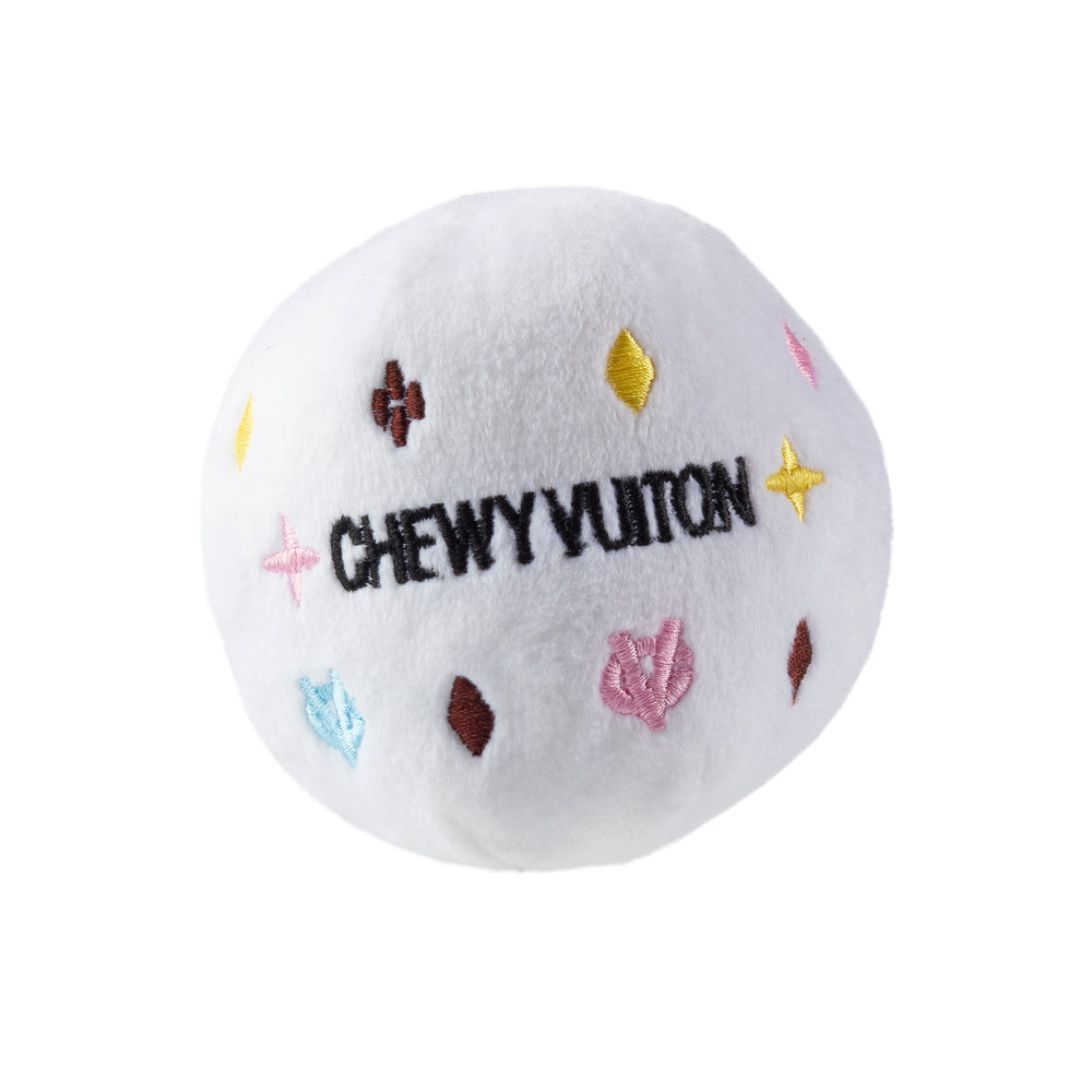 Haute Diggity Dog White Chewy Vuiton Ball Plush Dog Toy