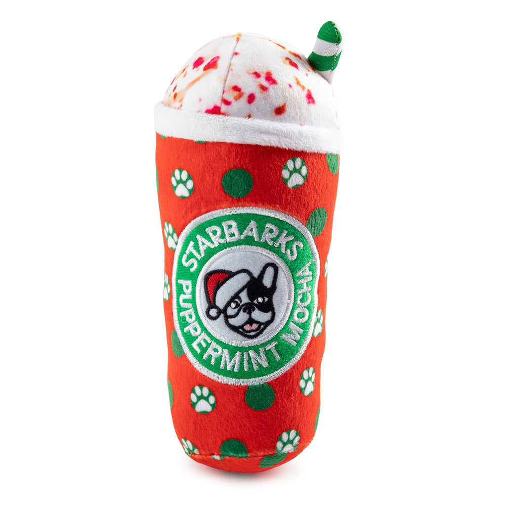 Haute Diggity Dog Starbarks Puppermint Mocha Holiday Dots Cup Plush Dog Toy