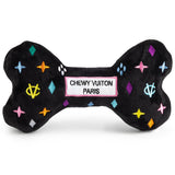 Haute Diggity Dog Black Monogram Chewy Vuiton Bone Plush Dog Toy