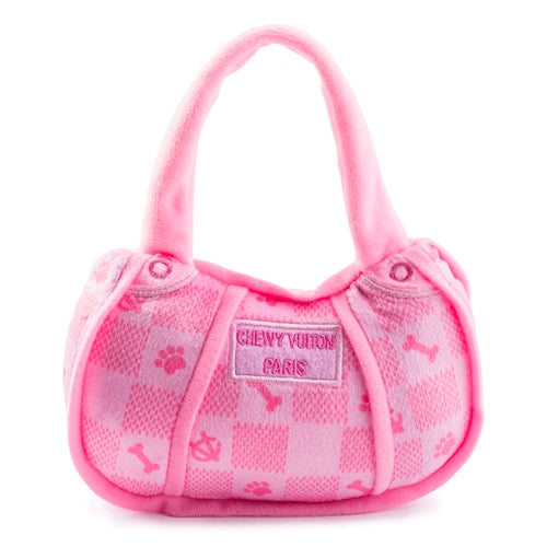 Haute Diggity Dog Pink Checker Chewy Vuiton Handbag Plush Dog Toy