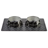 Haute Diggity Dog Black Checker Chewy Vuiton Bundle (Set of 2 Bowls & Mat)