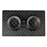 Haute Diggity Dog Black Checker Chewy Vuiton Bundle (Set of 2 Bowls & Mat)