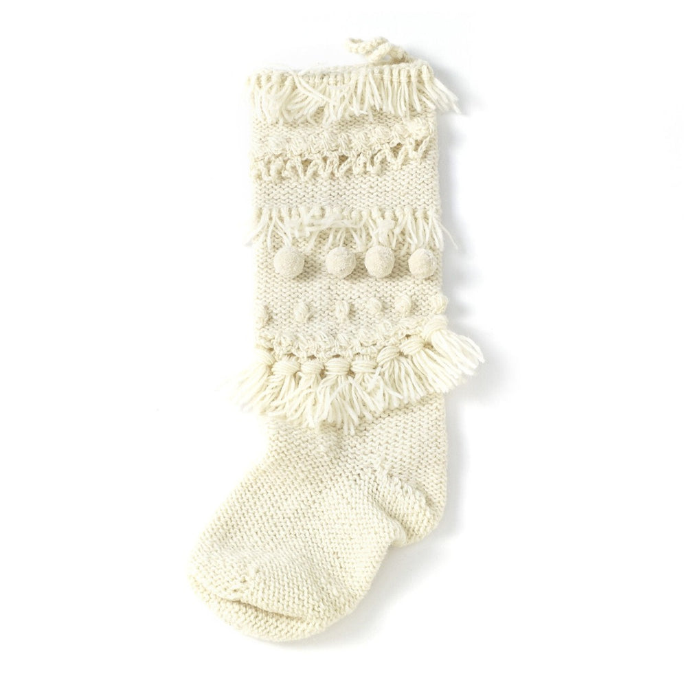 Hand Knit Stocking By Accent Decor (Stripes or Pom Pom/Tassels)