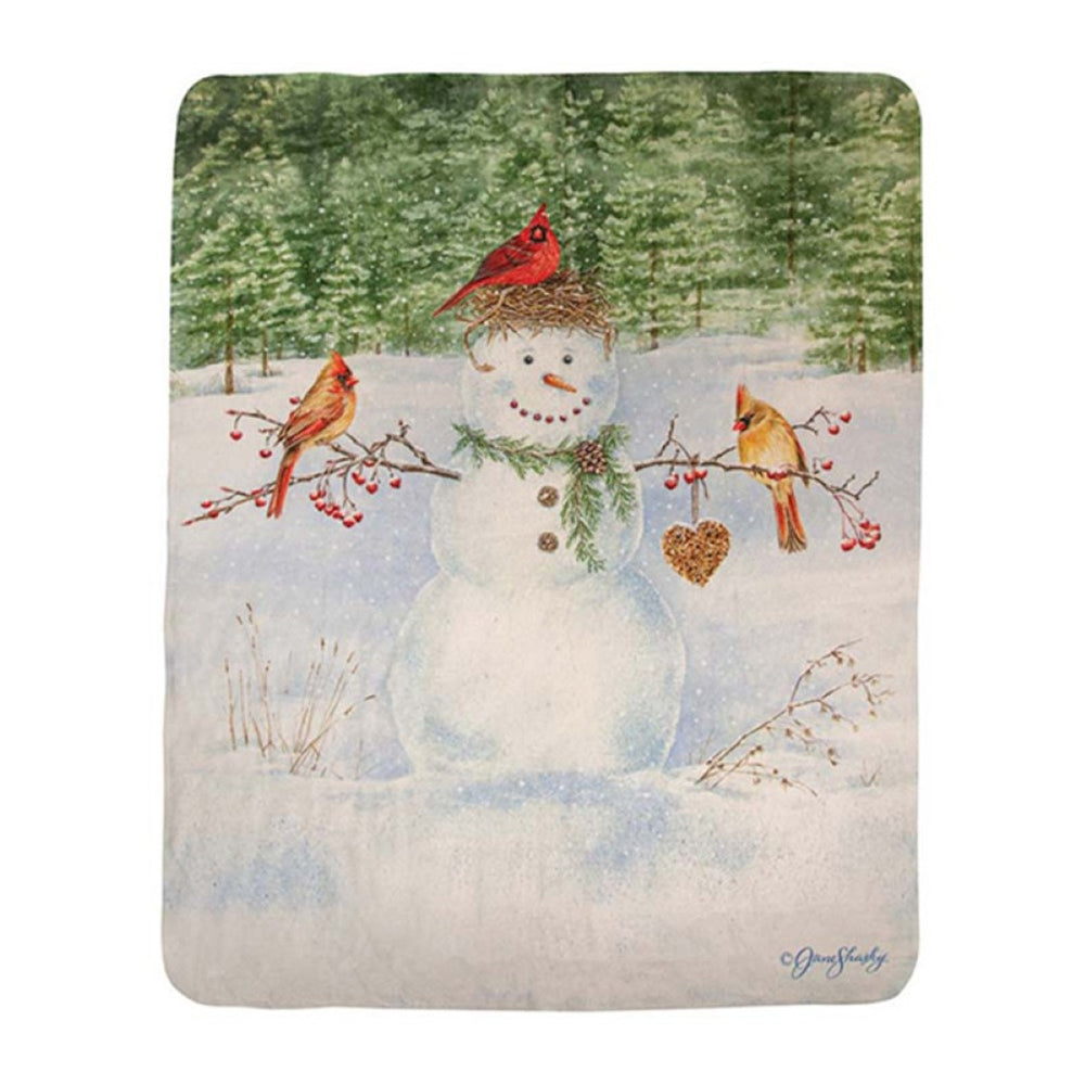 Happy Snowman Sherpa Fleece Throw Blanket 50" x 60" By Jane Shasky