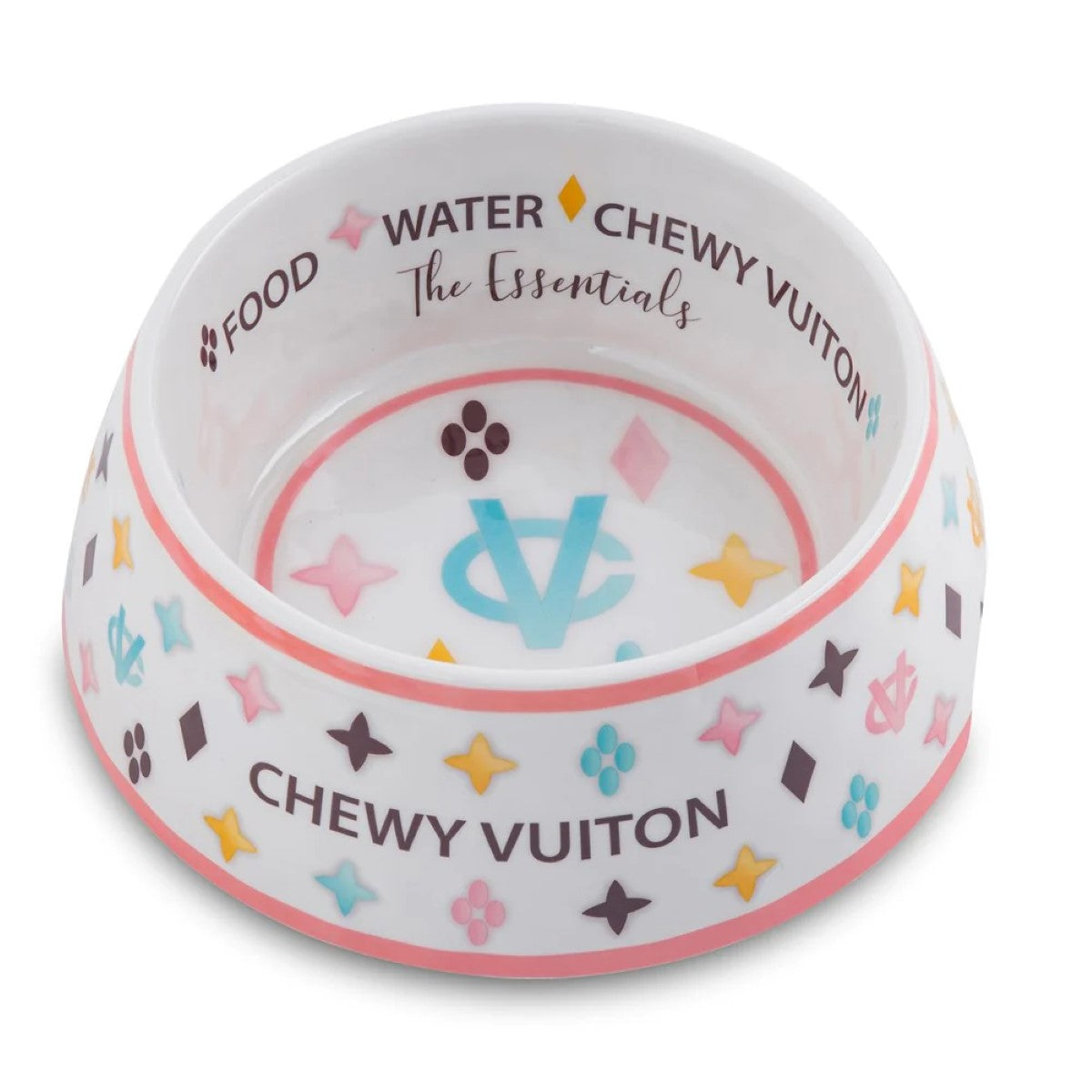 Haute Diggity Dog White Chewy Vuiton Bowl (Set of 2)