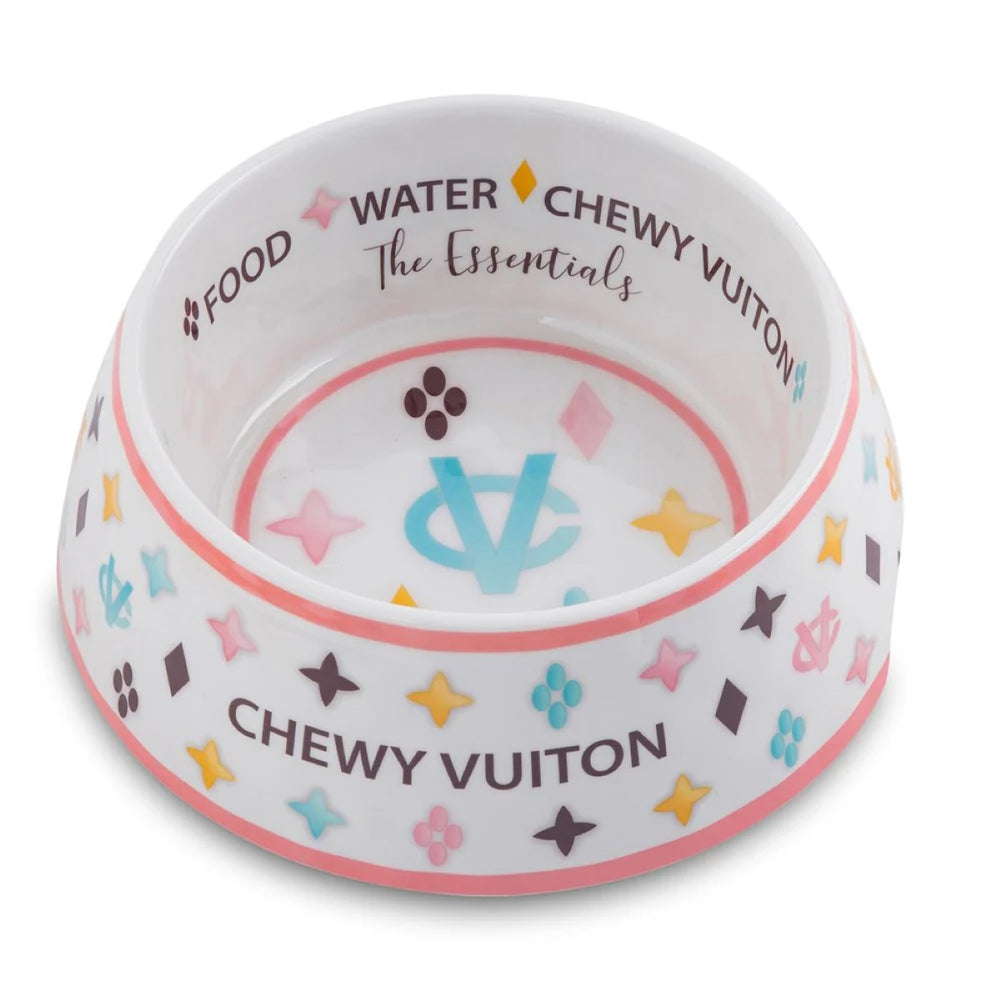 Haute Diggity Dog White Chewy Vuiton Bowl (Set of 2)
