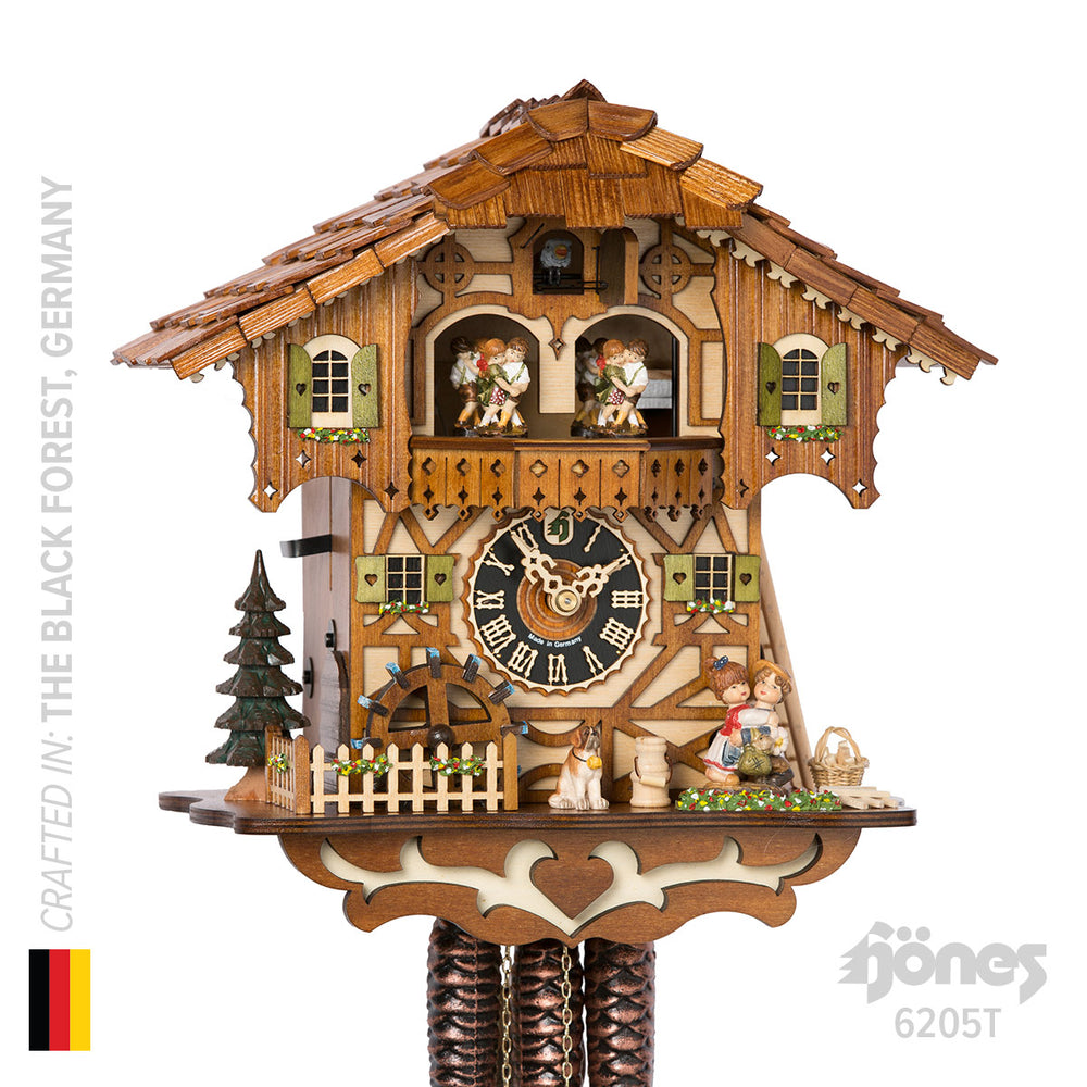 Hermle Kissing Couple Musical Chalet 1-Day Cuckoo Clock, 6205T