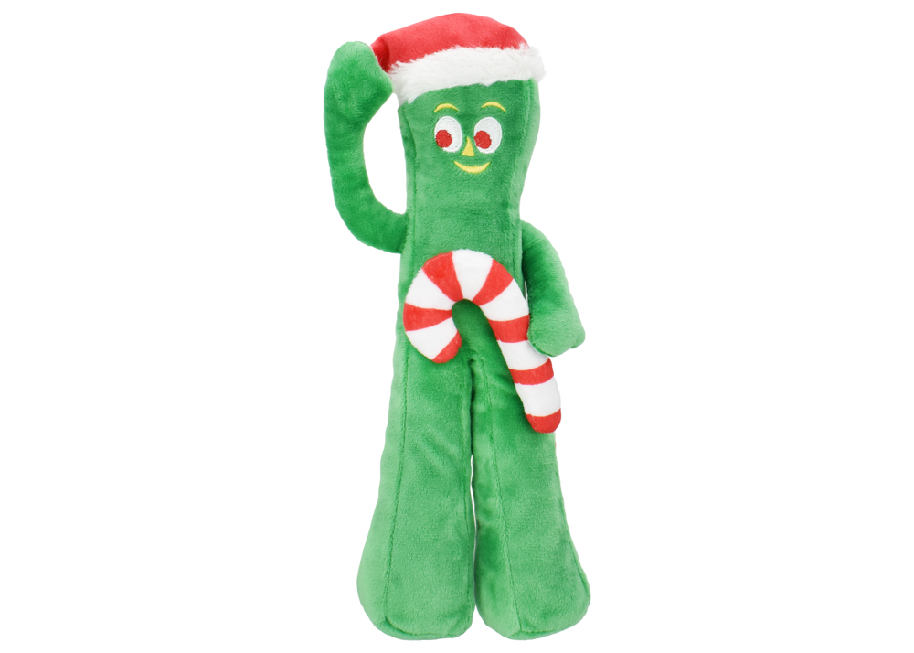 Multipet Holiday Gumby With Santa Hat and Candy Cane Plush Dog Toy 10"