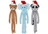 Multipet Holiday Swingin' Slevins With Santa Hat 18" Plush Dog Toy, Set of 3