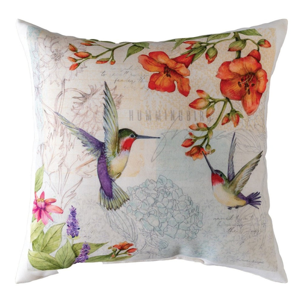 Hummingbirds Climaweave Throw Pillow 18" x 18" By Susan Winget