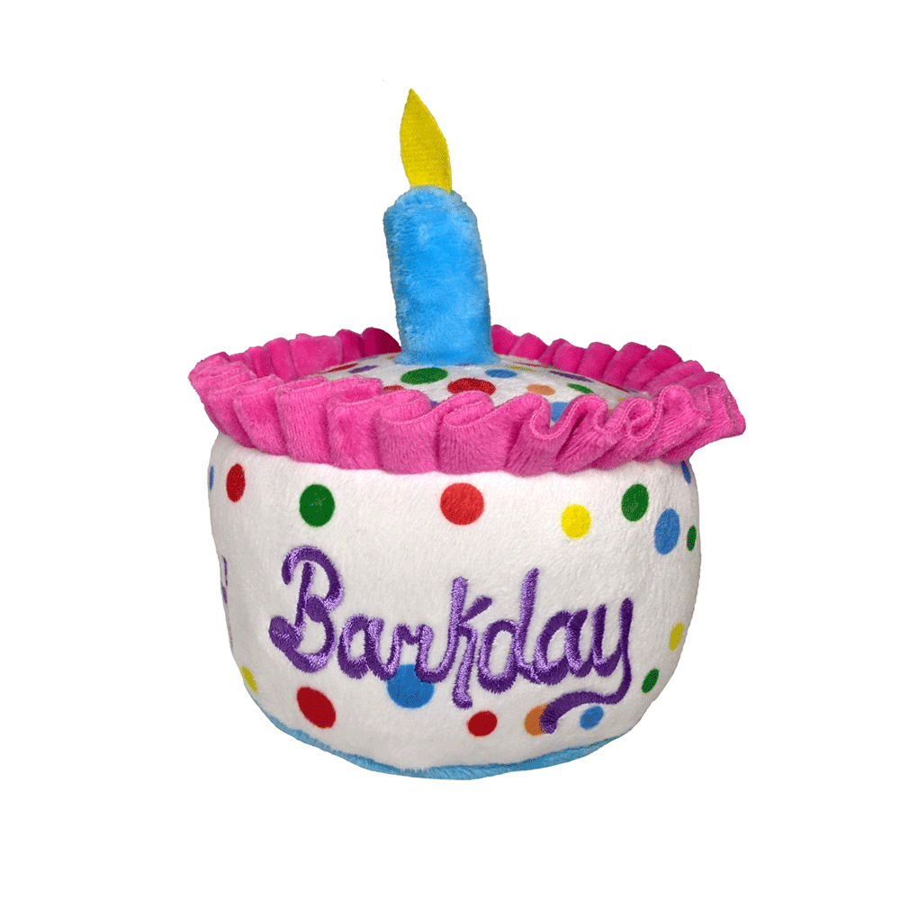 Huxley & Kent Dog Power Plush Happy Birthday Barkday Cake Plush Dog Toy