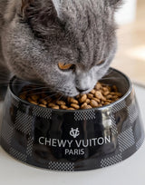 Haute Diggity Dog Black Checker Chewy Vuiton Bundle (Set of 2 Bowls & Mat)