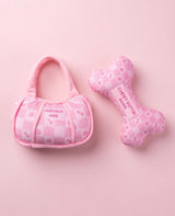 Haute Diggity Dog Pink Checker Chewy Vuiton Handbag Plush Dog Toy