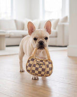 Haute Diggity Dog Tan Checker Chewy Vuiton Handbag Plush Dog Toy