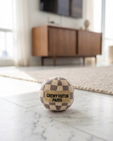 Haute Diggity Dog Tan Checker Chewy Vuiton Ball Plush Dog Toy