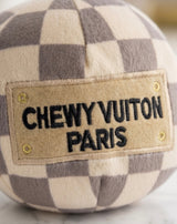 Haute Diggity Dog Tan Checker Chewy Vuiton Ball Plush Dog Toy