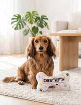 Haute Diggity Dog White Chewy Vuiton Bone Plush Dog Toy