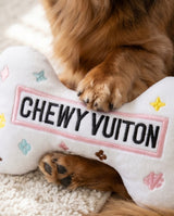 Haute Diggity Dog White Chewy Vuiton Bone Plush Dog Toy